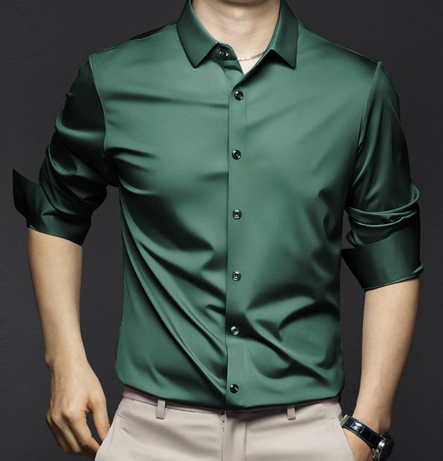 Men's Stretch Shirt, Long Sleeve Slim Fit Smart Casual Button-Down Spring Shirt 6