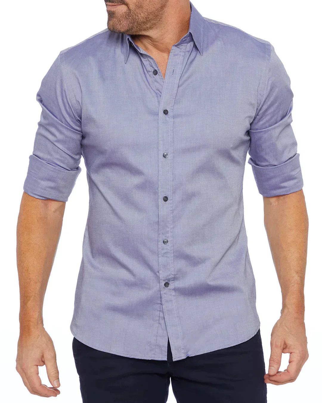 Men's Zip-Up Shirt, Long Sleeve Classic Collar Slim Fit Smart Casual Everyday Shirt 27