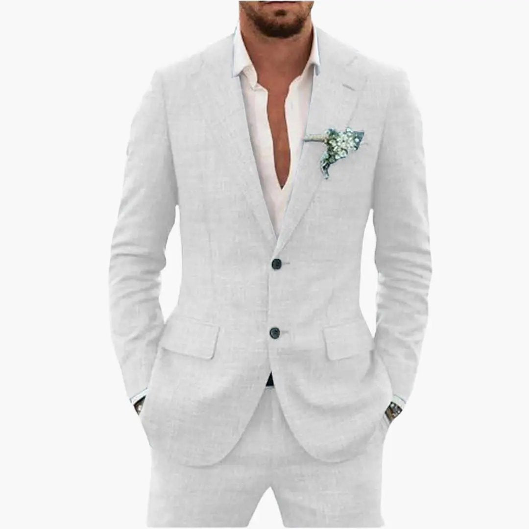 Men's Slim Fit Suit, 2 Piece Notch Lapel Blazer & Straight Trousers Set for Weddings 2