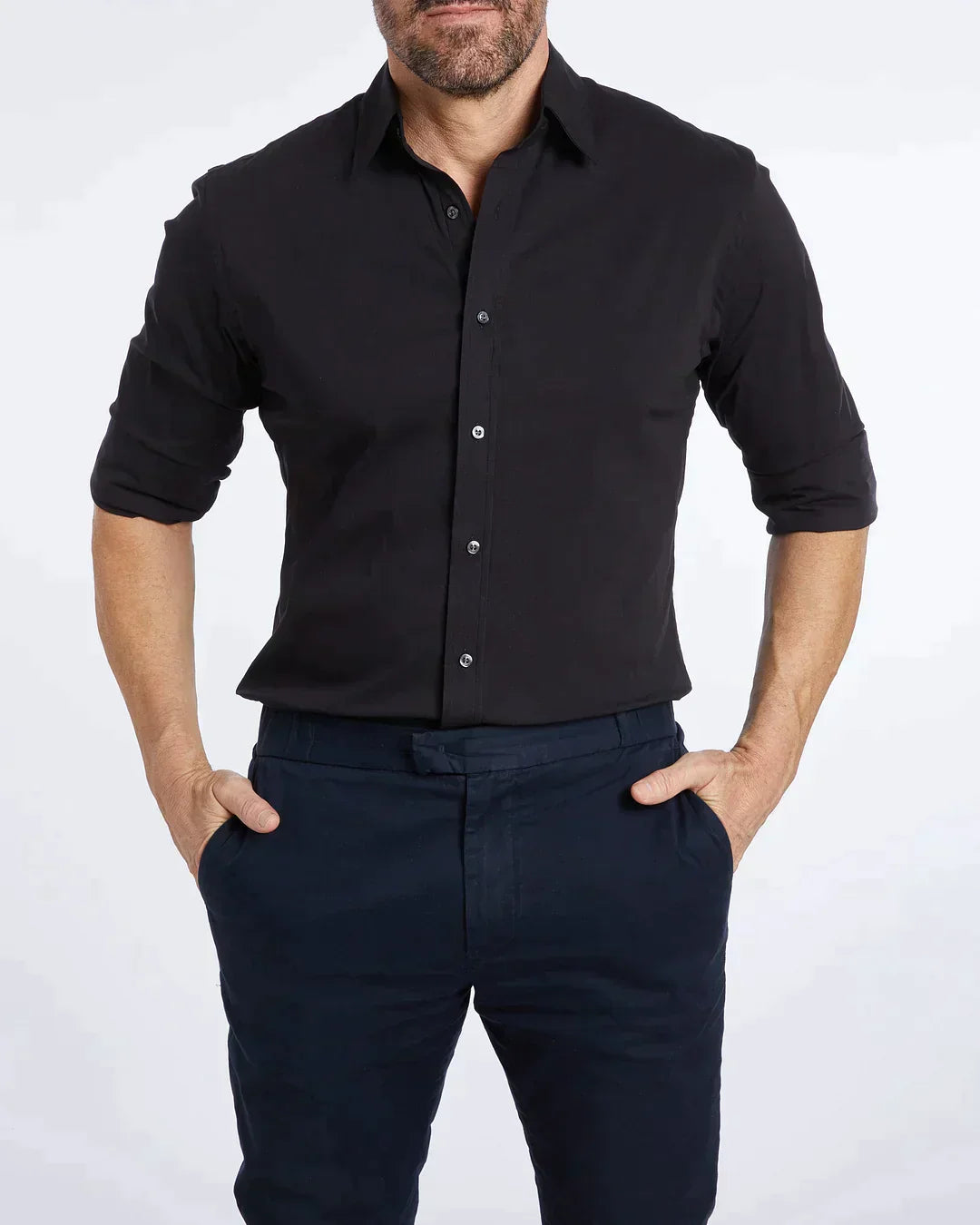 Men's Zip-Up Shirt, Long Sleeve Classic Collar Slim Fit Smart Casual Everyday Shirt 6