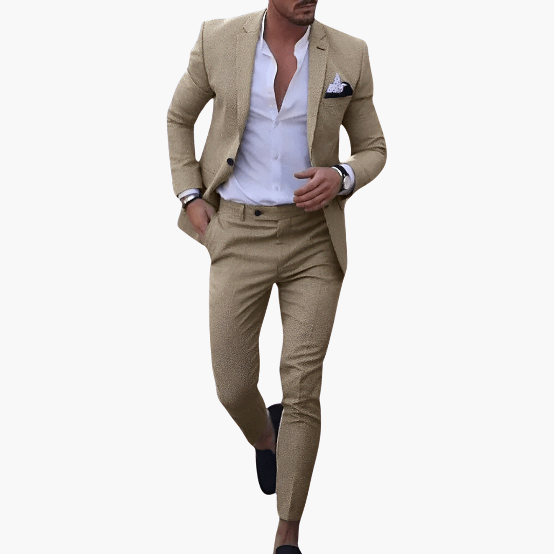 Men's Slim Fit Summer Suit, 2 Piece Tailored Blazer & Trousers Set for Weddings & Events 3