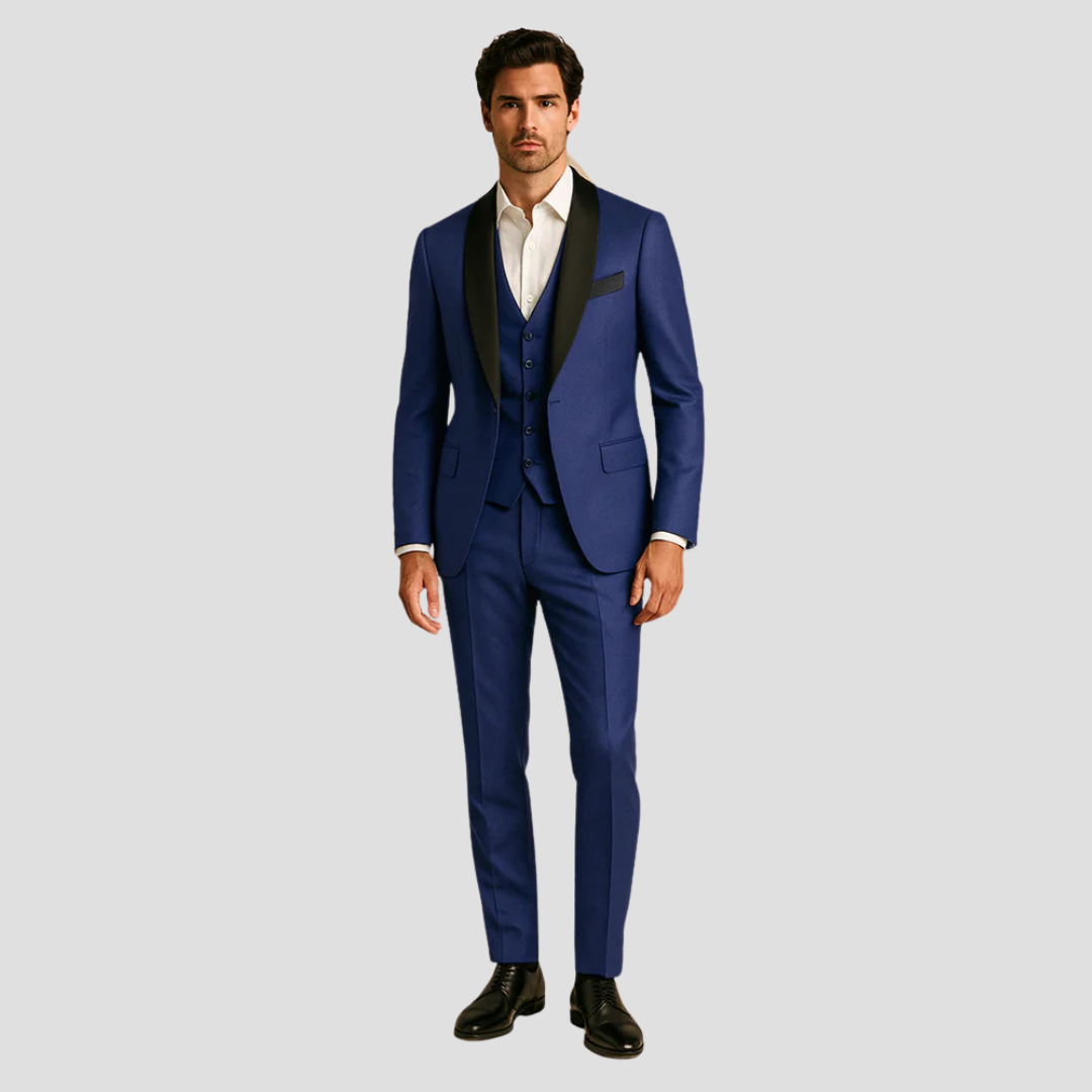 Men's Slim Fit Tuxedo Suit, 3 Piece Dinner Jacket Waistcoat & Trousers Set for Weddings 4