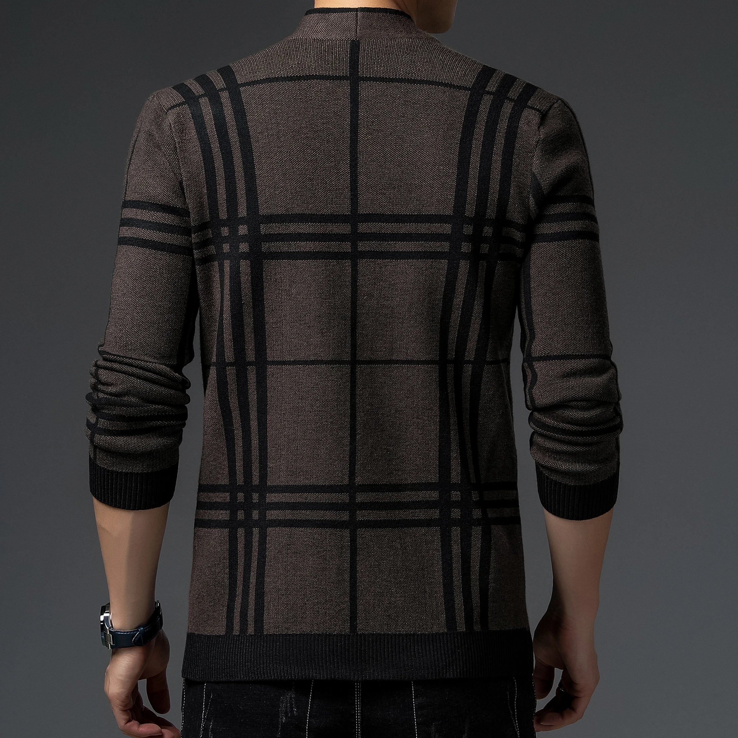 Grid Open-Front Cardigan