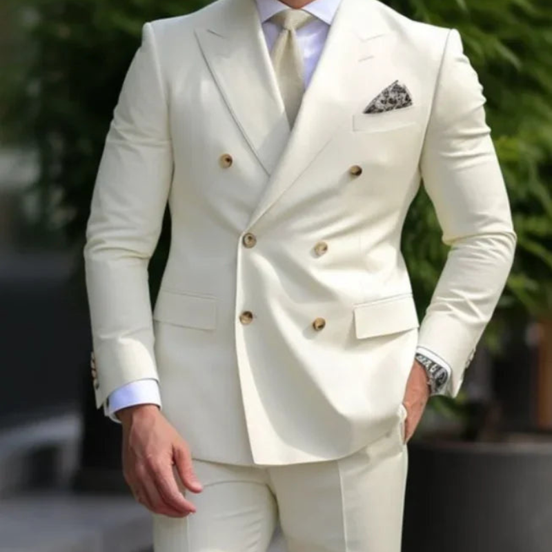 Men's Double Breasted Suit Set, Slim Fit Structured Blazer & Trousers for Weddings & Events 7