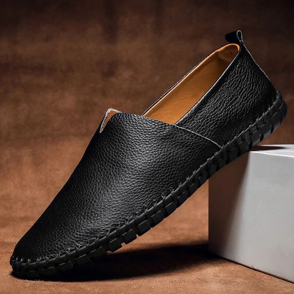 Men's Slip-On Loafers, Visible Stitch Lightweight Smart Casual Moccasin Driving Shoes 4