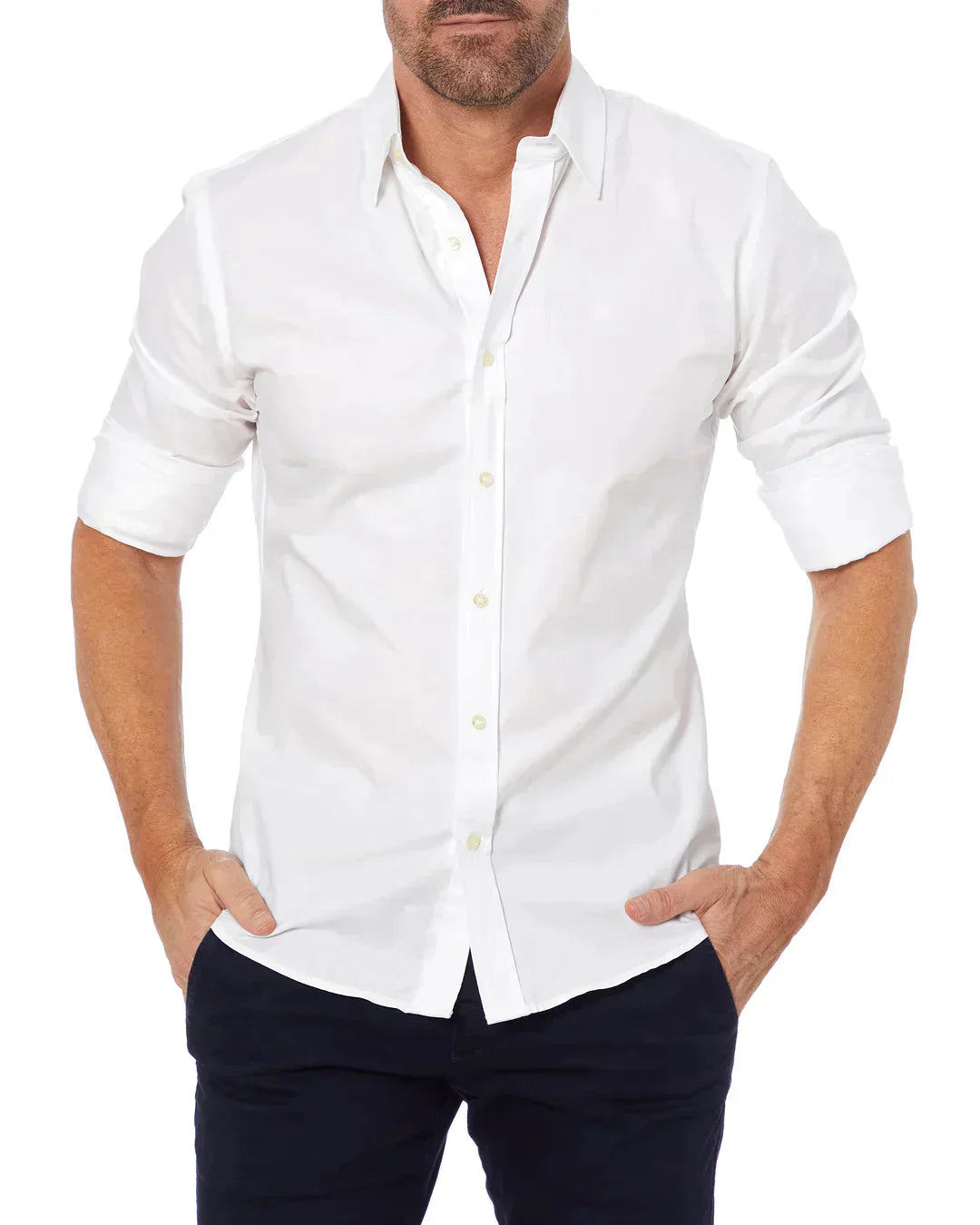 Men's Zip-Up Shirt, Long Sleeve Classic Collar Slim Fit Smart Casual Everyday Shirt 11