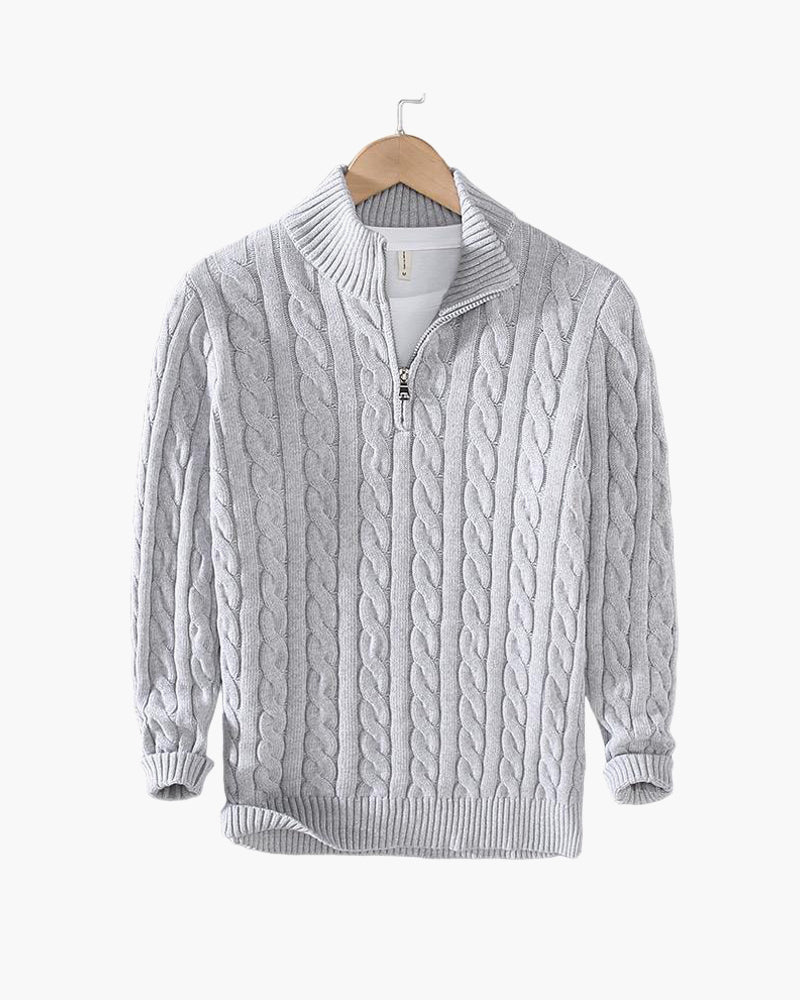 Cable-Knit Half-Zip Sweater