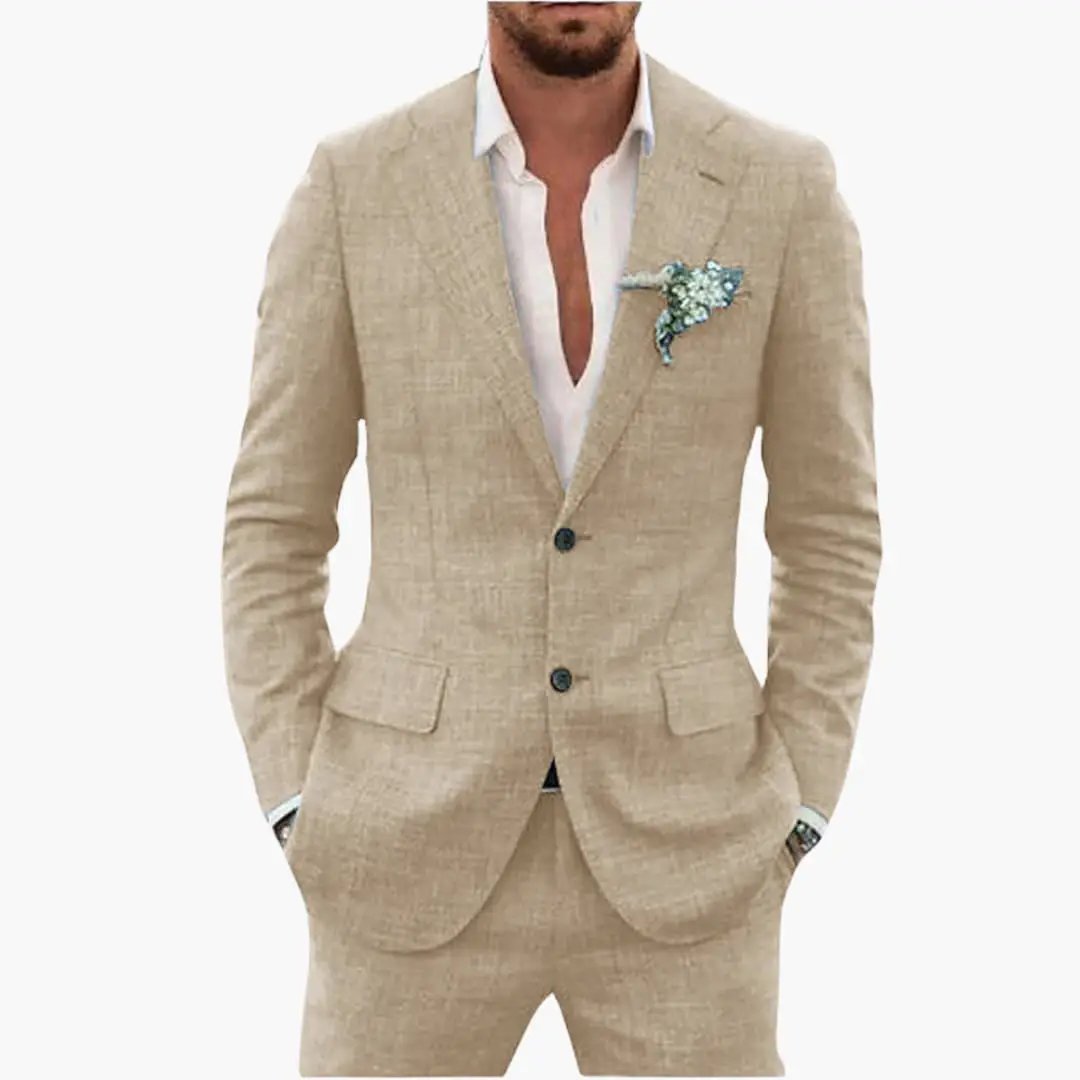Men's Slim Fit Suit, 2 Piece Notch Lapel Blazer & Straight Trousers Set for Weddings 19