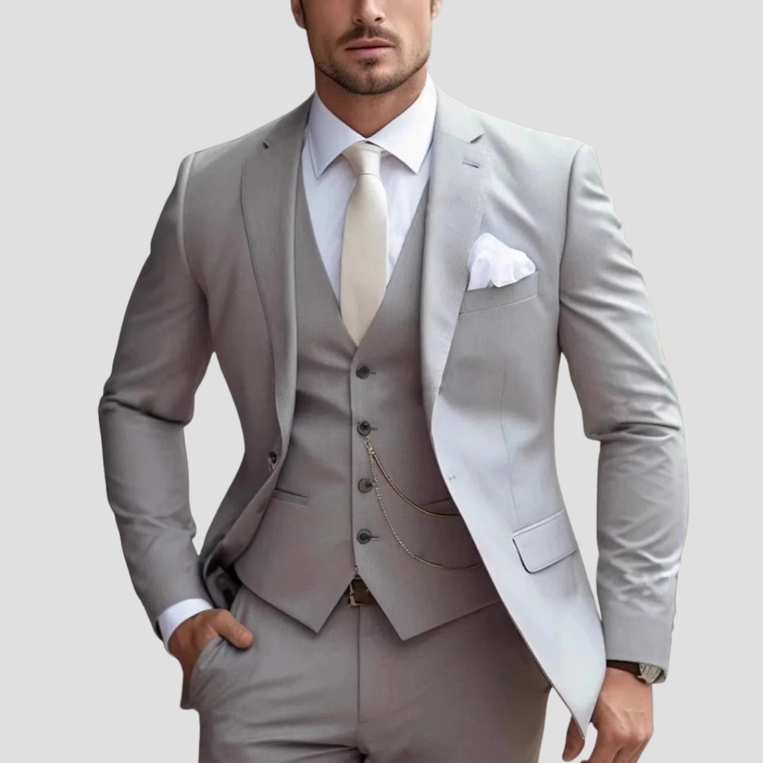 Men's 3 Piece Suit, Slim Fit Tailored Blazer Waistcoat & Trousers Set for Weddings 5