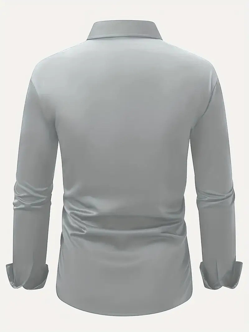 Men's Long Sleeve Button-Up Shirt, Smart Casual Tailored Cotton Shirt for Work & Events 16