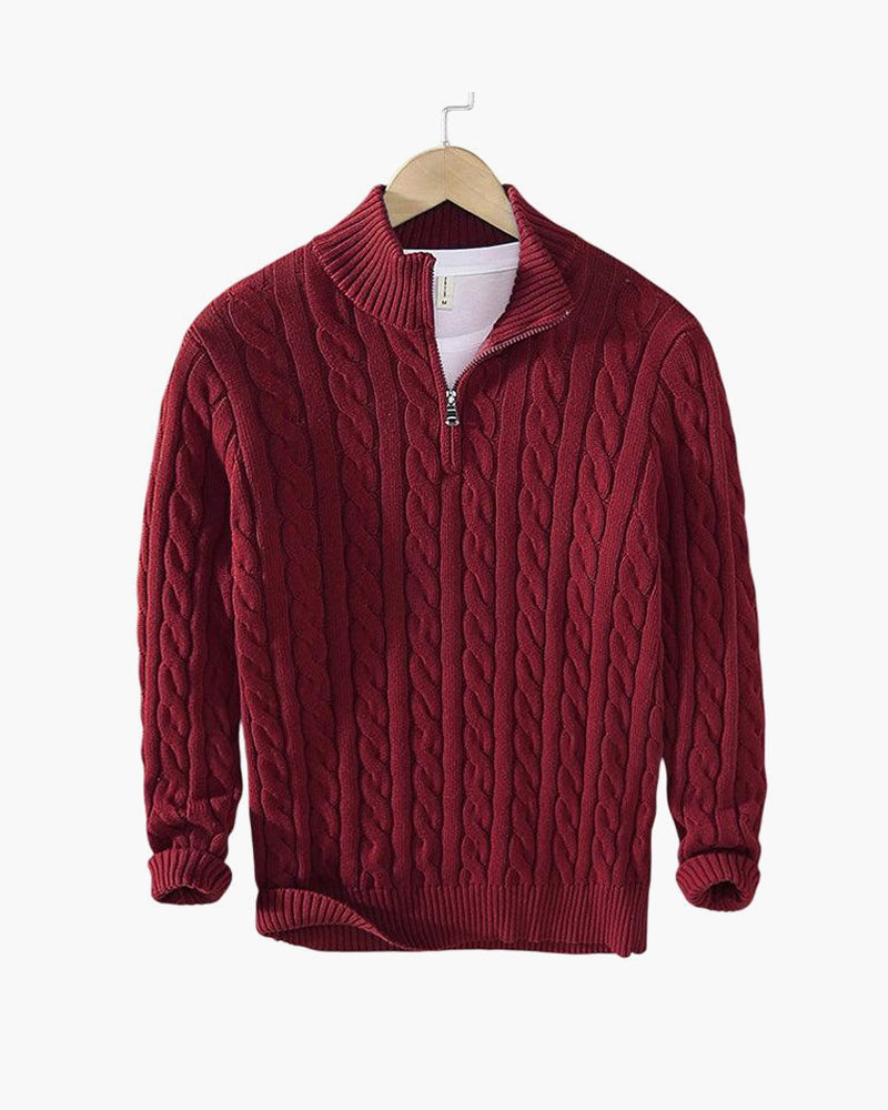 Cable-Knit Half-Zip Sweater