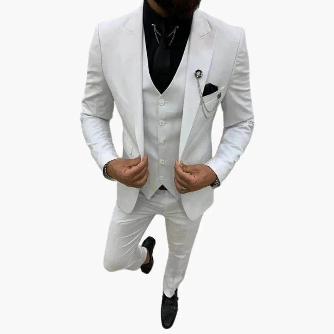 Men's Wedding Suit, Slim Fit Notch Lapel Blazer Waistcoat & Trousers Set for Formal Occasions 14