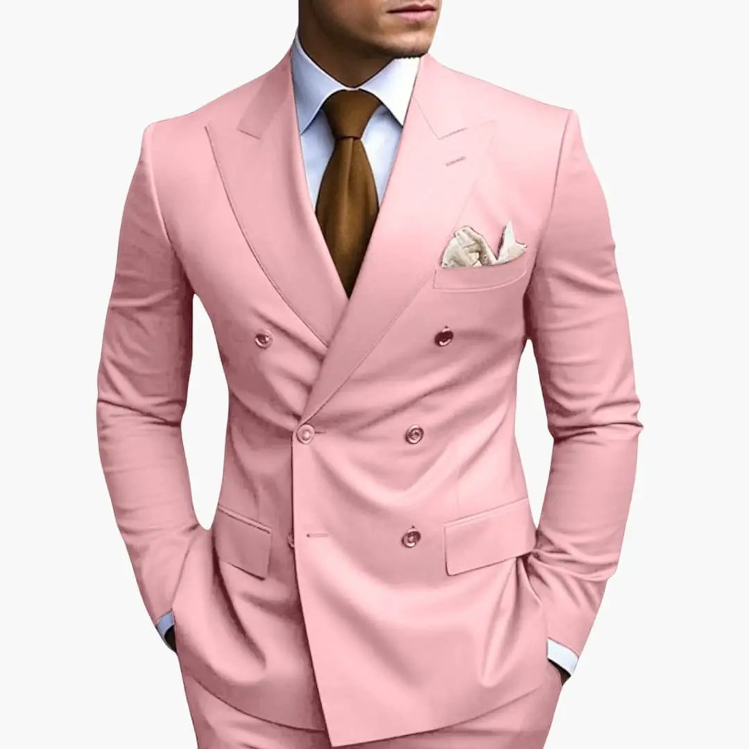 Men's Double-Breasted Wedding Suit, Tailored Blazer & Trousers Formal Event Set 9