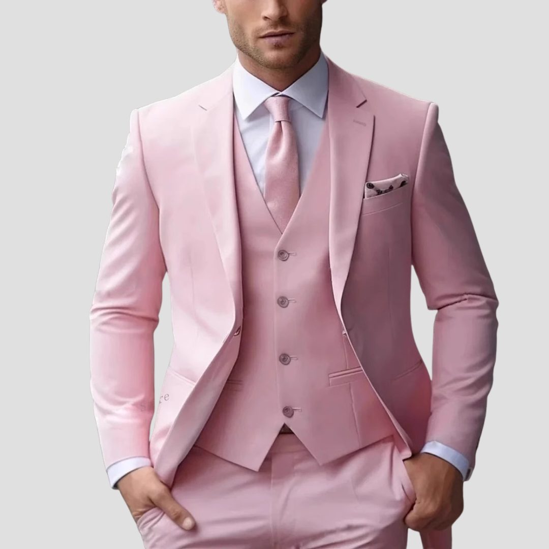 Men's 3 Piece Suit, Slim Fit Tailored Blazer Waistcoat & Trousers Set for Weddings 6