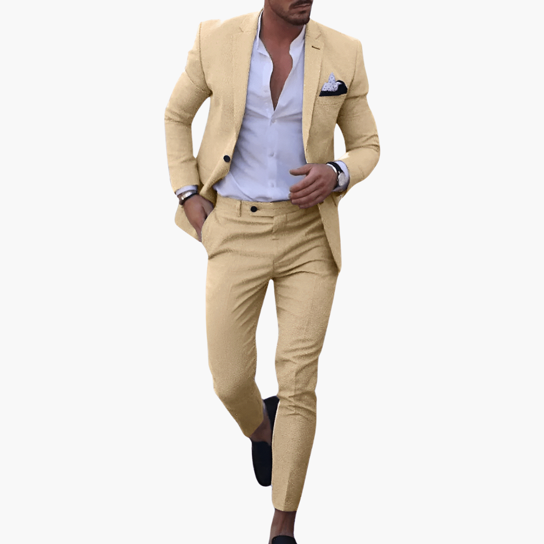 Men's Slim Fit Summer Suit, 2 Piece Tailored Blazer & Trousers Set for Weddings & Events 7