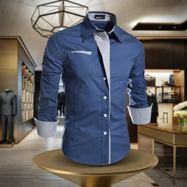 Men's Long Sleeve Shirt, Classic Collar Button-Down Smart Casual Shirt for Everyday Wear 1