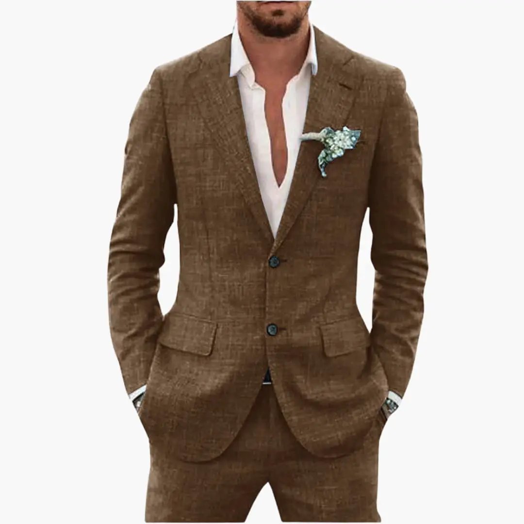 Men's Slim Fit Suit, 2 Piece Notch Lapel Blazer & Straight Trousers Set for Weddings 13