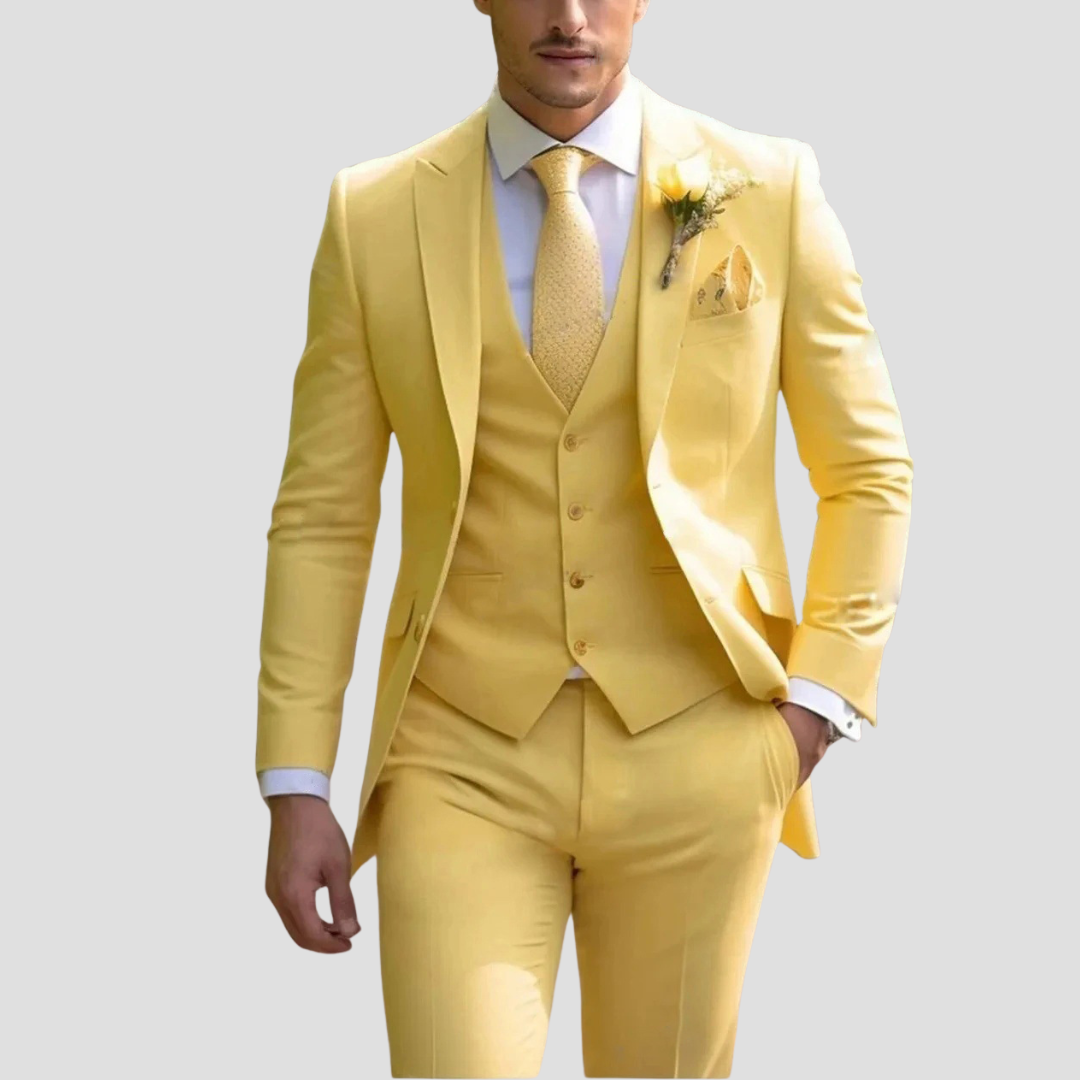 Men's 3 Piece Suit, Slim Fit Tailored Blazer Waistcoat & Trousers Set for Weddings 7