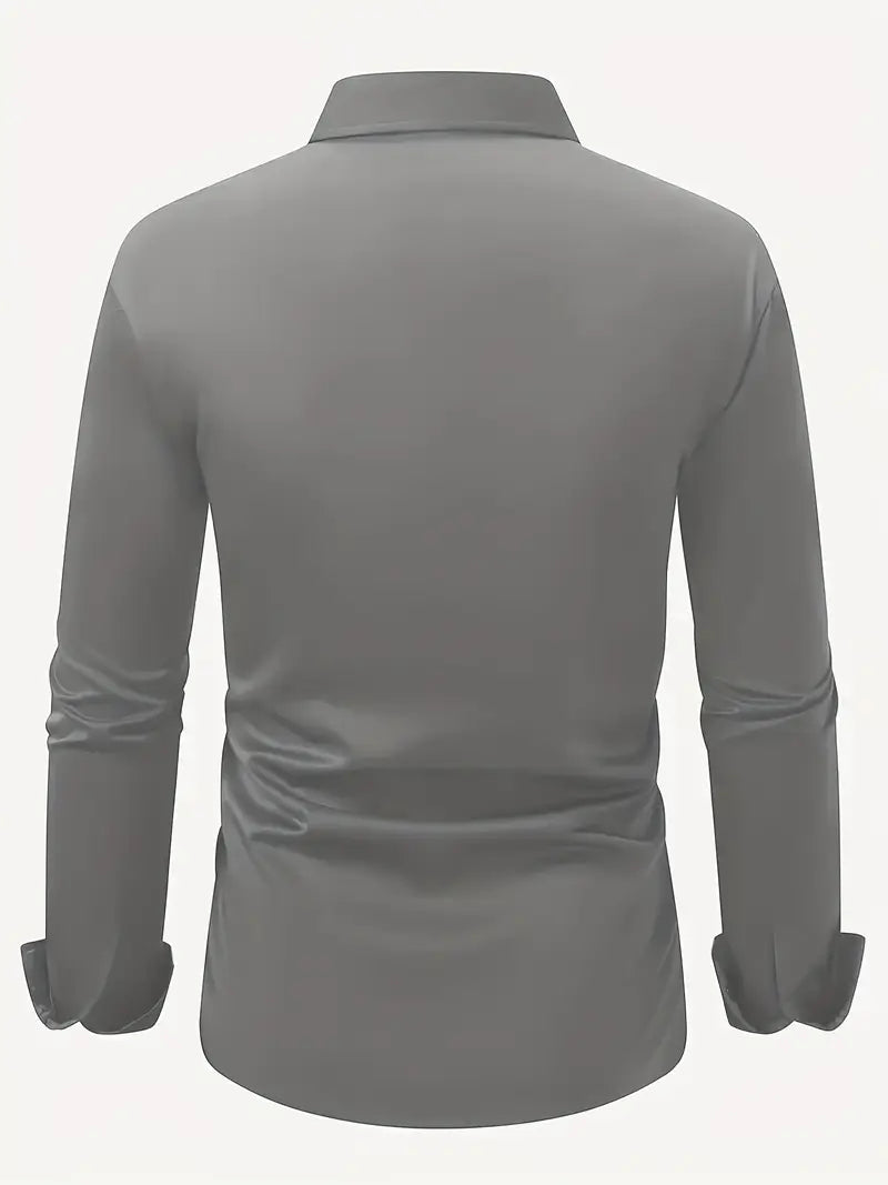 Men's Long Sleeve Button-Up Shirt, Smart Casual Tailored Cotton Shirt for Work & Events 17