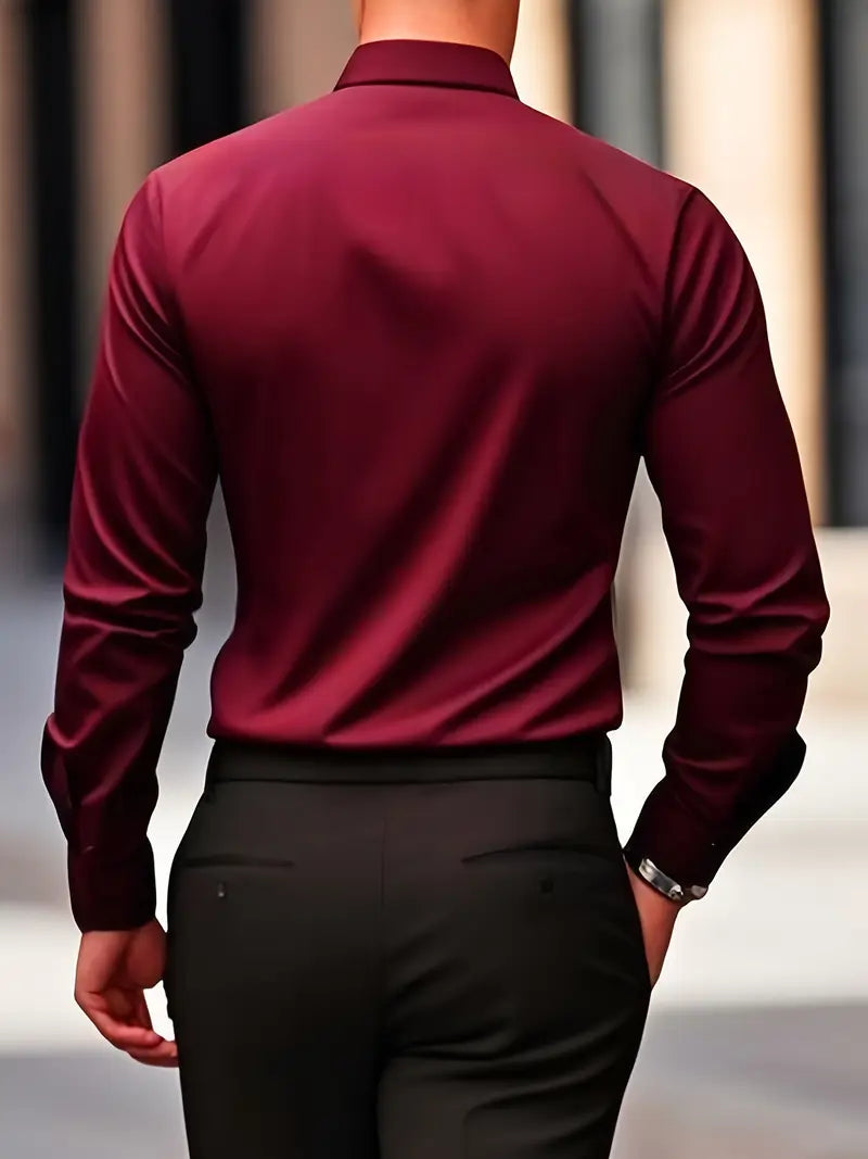 Men's Long Sleeve Button-Up Shirt, Smart Casual Tailored Cotton Shirt for Work & Events 13