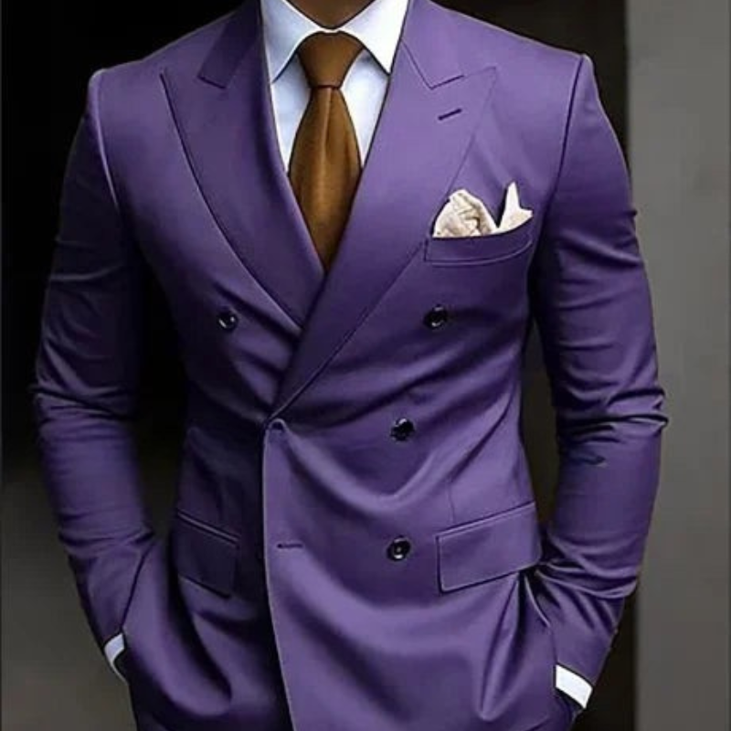 Men's Double Breasted Suit Set, Slim Fit Structured Blazer & Trousers for Weddings & Events 12