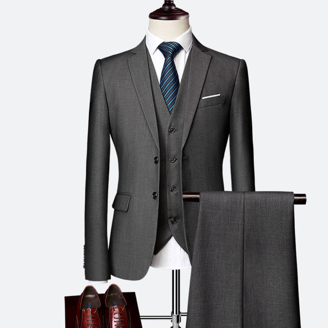 Men's 3 Piece Suit, Double-Breasted Tailored Formal Blazer Waistcoat & Trousers Set 4