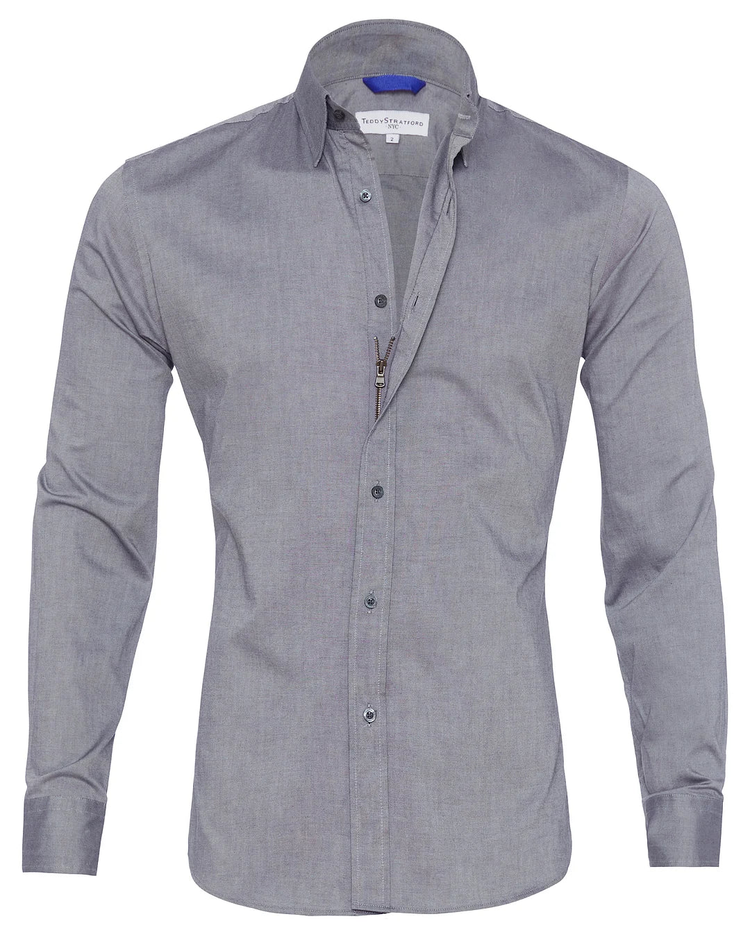 Men's Zip-Up Shirt, Long Sleeve Classic Collar Slim Fit Smart Casual Everyday Shirt 23