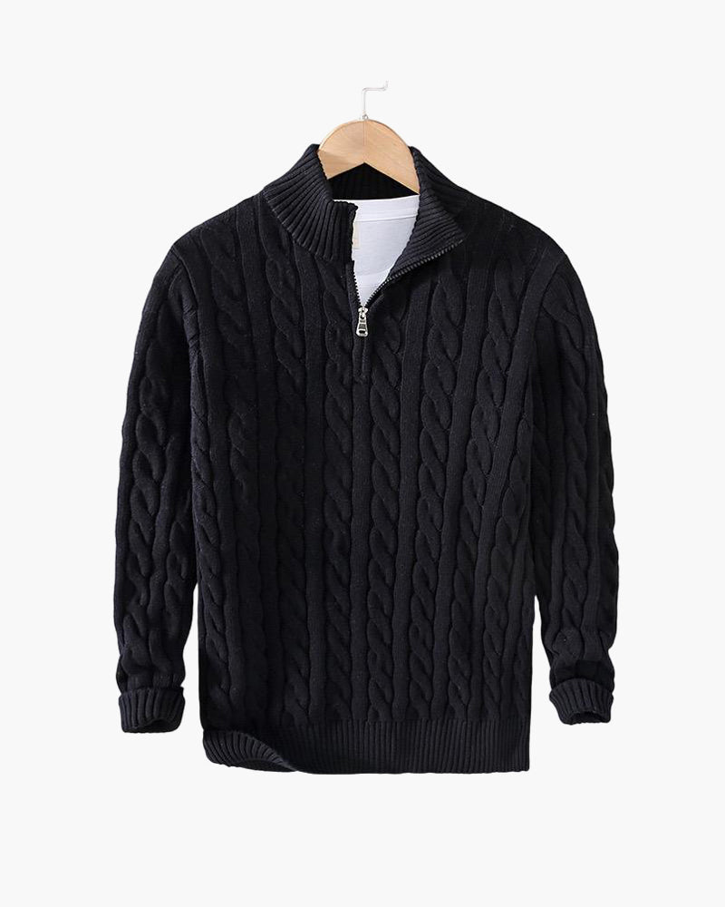 Cable-Knit Half-Zip Sweater