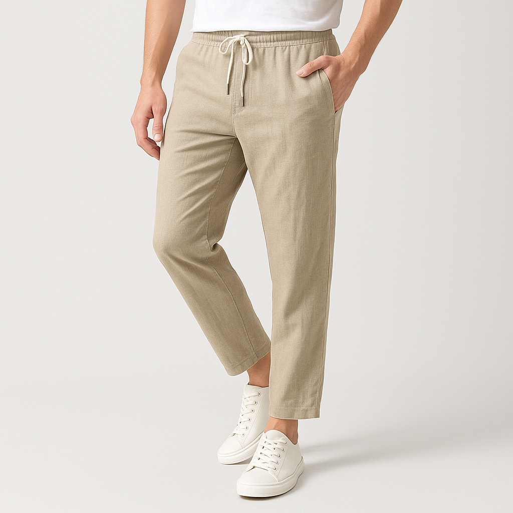 Tapered Cotton-Linen Trouser
