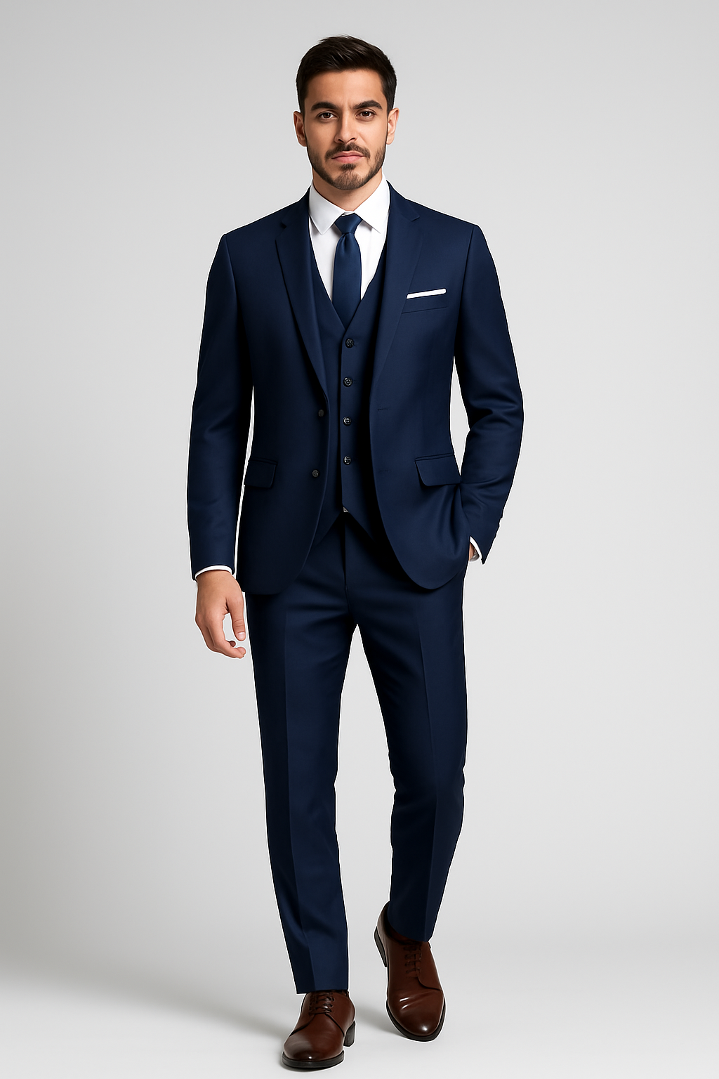 Men's 3 Piece Formal Suit, Slim Fit Tailored Blazer Waistcoat & Trousers Set for Business Events 3