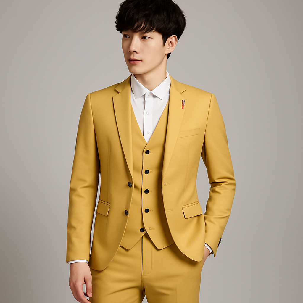 Men's 3 Piece Formal Suit, Slim Fit Tailored Blazer Waistcoat & Trousers Set for Business Events 1