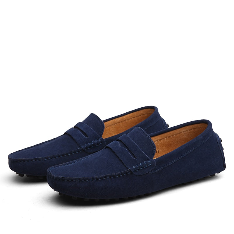 Men's Suede Loafers, Slip-On Smart Casual Dress Shoes with Decorative Stitching 10