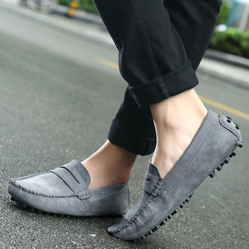 Men's Suede Loafers, Slip-On Smart Casual Dress Shoes with Decorative Stitching 5