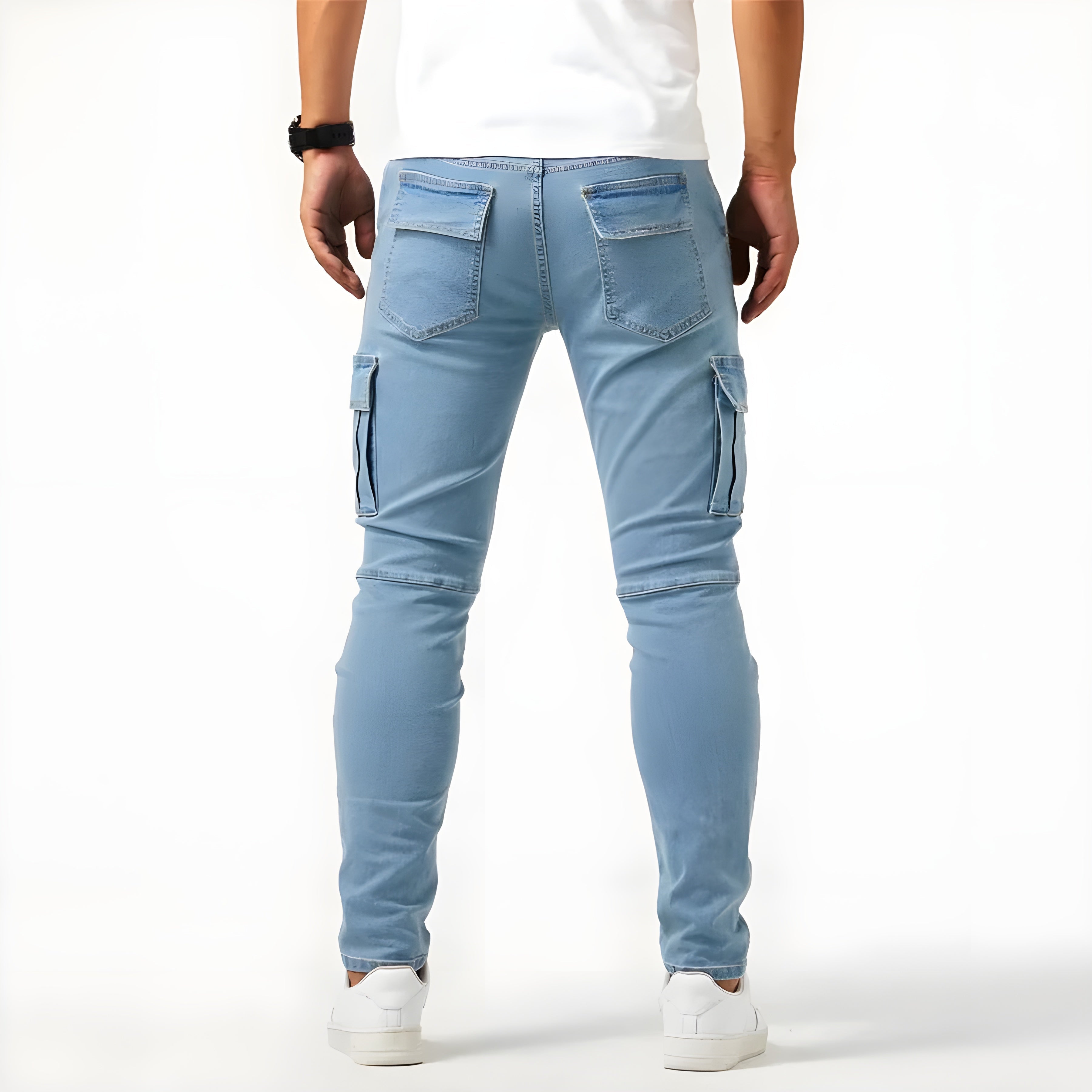 Men's Slim Fit Cargo Trousers, Multi-Pocket Tapered Casual Utility Combat Pants 7