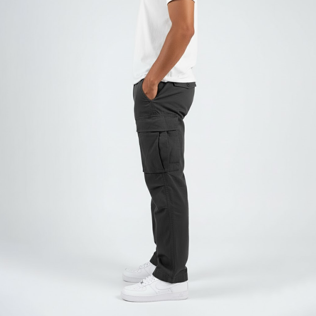 Men's Relaxed Fit Cargo Trousers, Casual Multi Pocket Cotton Work Pants with Side Pockets 1