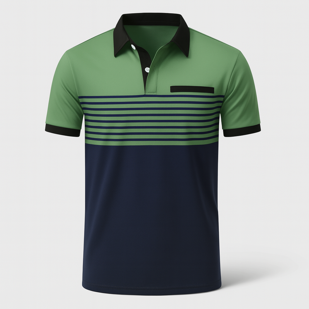 Men's Striped Polo Shirt, Short Sleeve Lightweight Summer Cotton Polo for Casual Wear 4