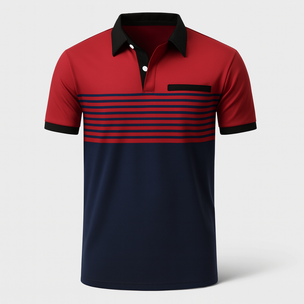 Men's Striped Polo Shirt, Short Sleeve Lightweight Summer Cotton Polo for Casual Wear 2
