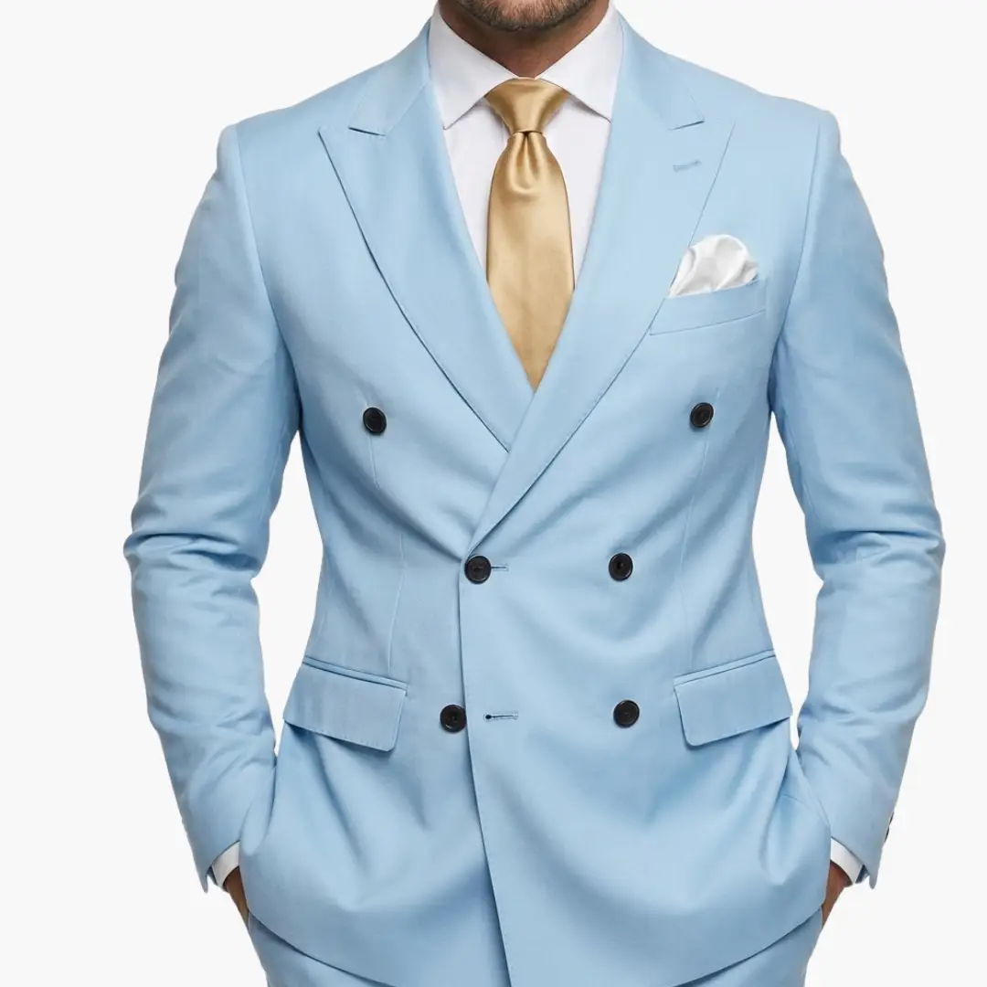 Men's Double-Breasted Wedding Suit, Tailored Blazer & Trousers Formal Event Set 21