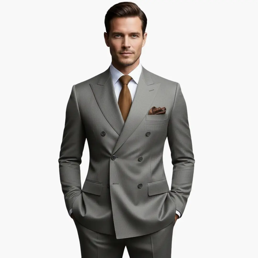 Men's Double-Breasted Wedding Suit, Tailored Blazer & Trousers Formal Event Set 6