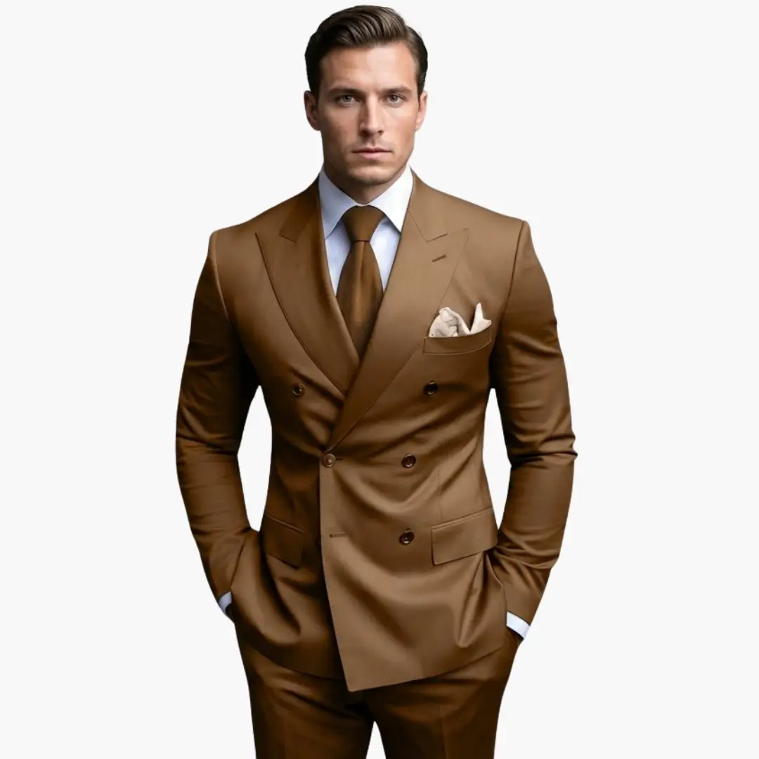Men's Double-Breasted Wedding Suit, Tailored Blazer & Trousers Formal Event Set 4