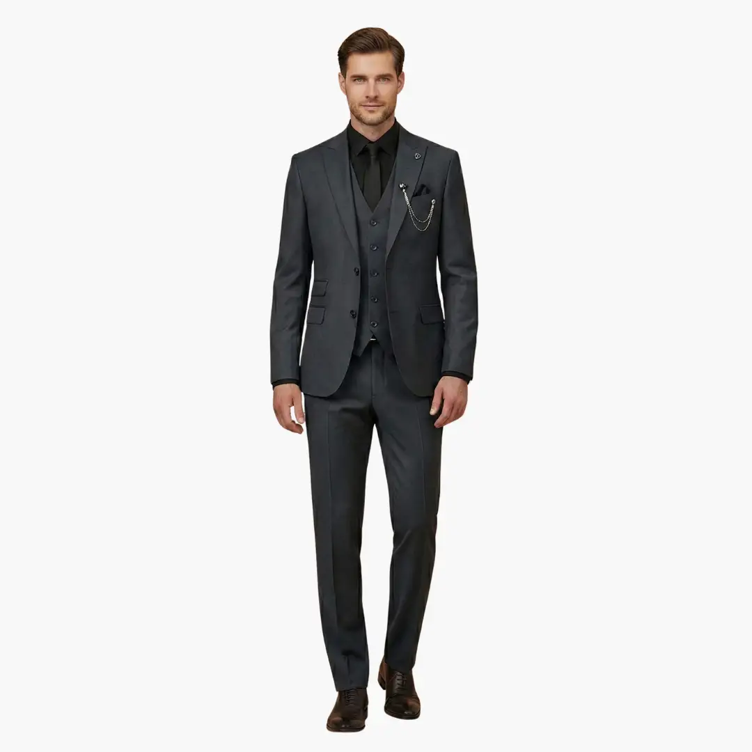 Men's Wedding Suit, Slim Fit Notch Lapel Blazer Waistcoat & Trousers Set for Formal Occasions 7