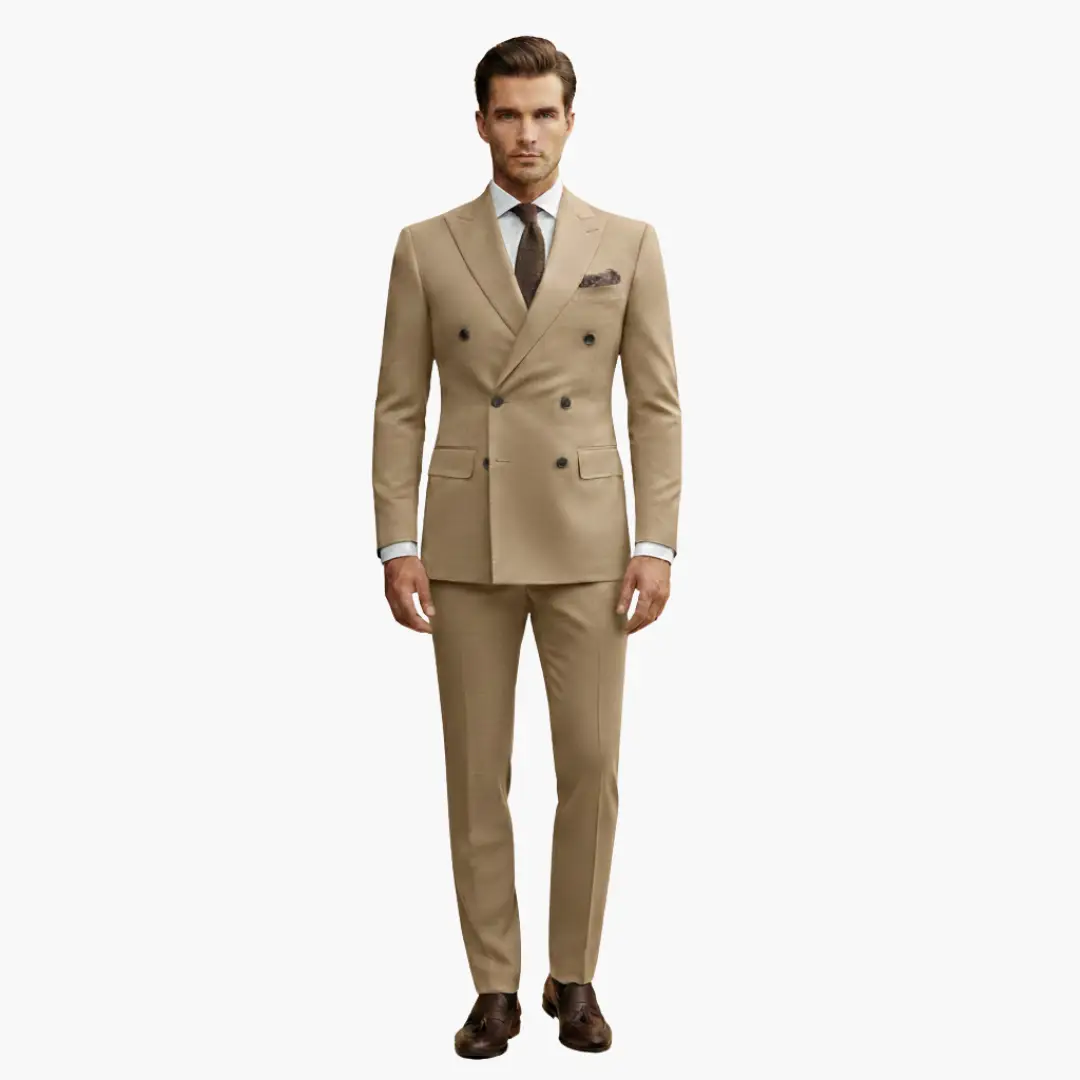 Men's 2 Piece Double-Breasted Suit, Slim Fit Tailored Blazer & Trousers Set for Formal 18