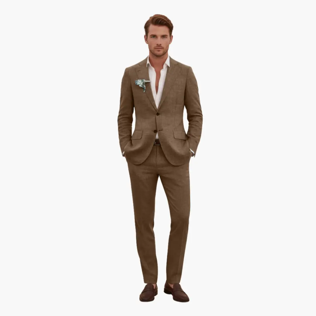 Men's Slim Fit Suit, 2 Piece Notch Lapel Blazer & Straight Trousers Set for Weddings 14