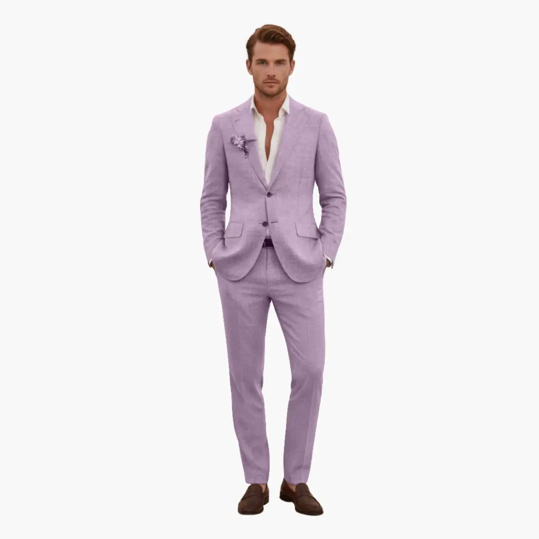 Men's Slim Fit Suit, 2 Piece Notch Lapel Blazer & Straight Trousers Set for Weddings 12