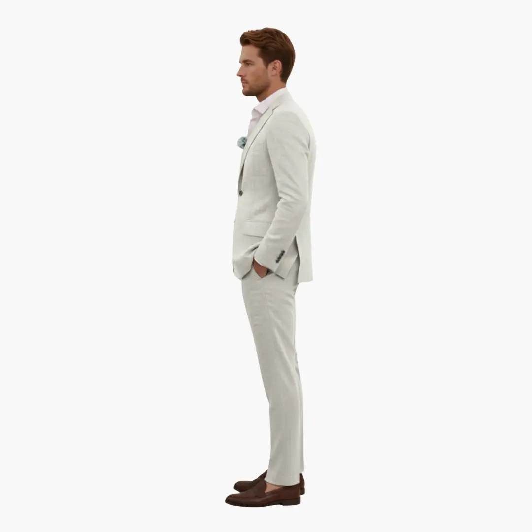 Men's Slim Fit Suit, 2 Piece Notch Lapel Blazer & Straight Trousers Set for Weddings 5