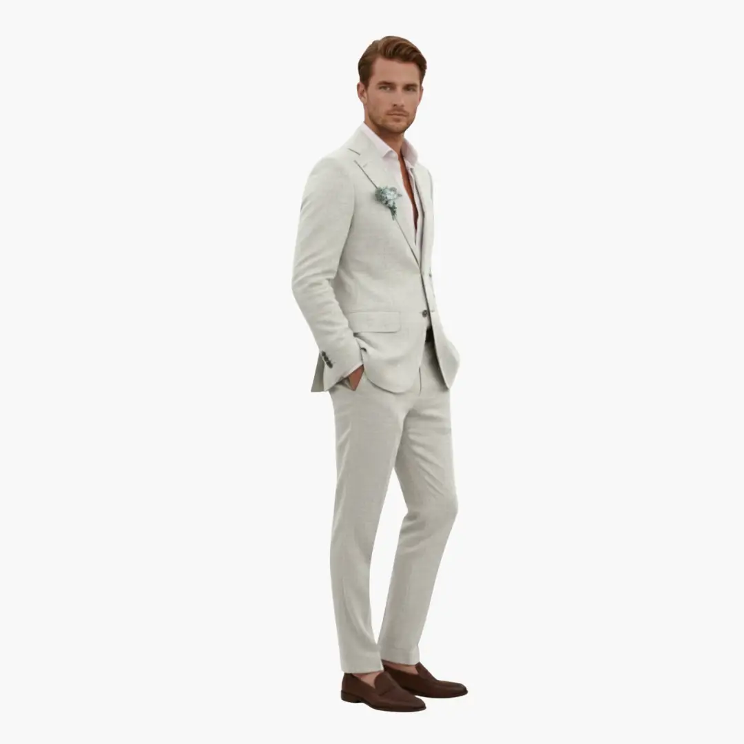 Men's Slim Fit Suit, 2 Piece Notch Lapel Blazer & Straight Trousers Set for Weddings 4
