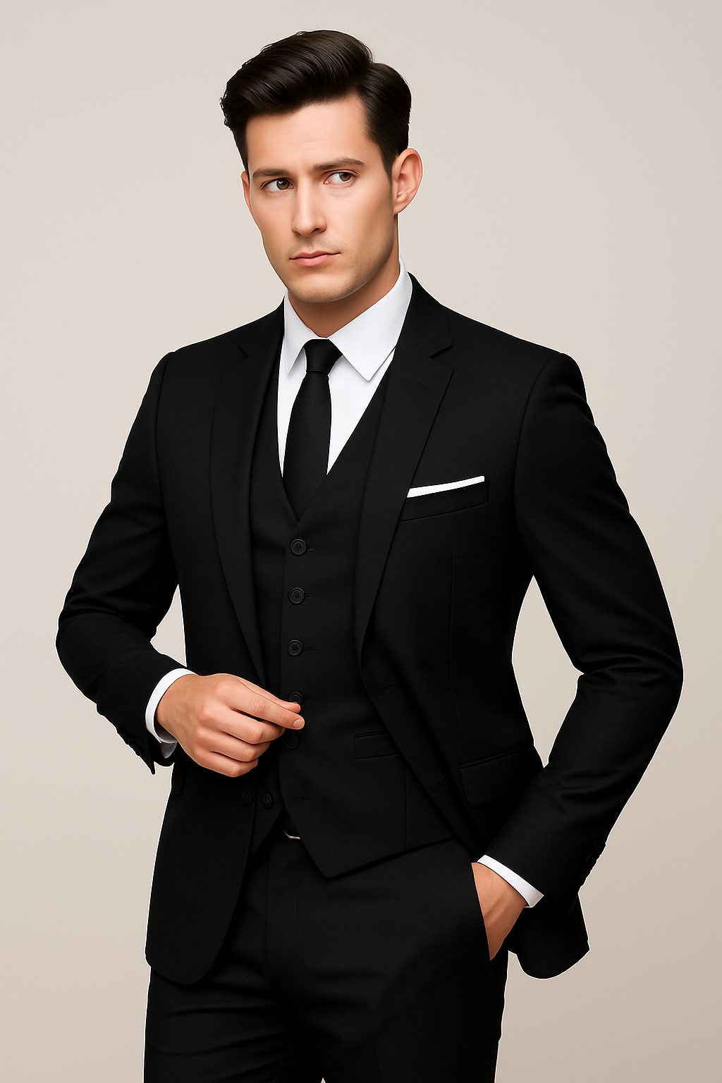 Men's 3 Piece Spring Suit, Slim Fit Tailored Blazer Waistcoat & Trousers Set for Formal Wear 3