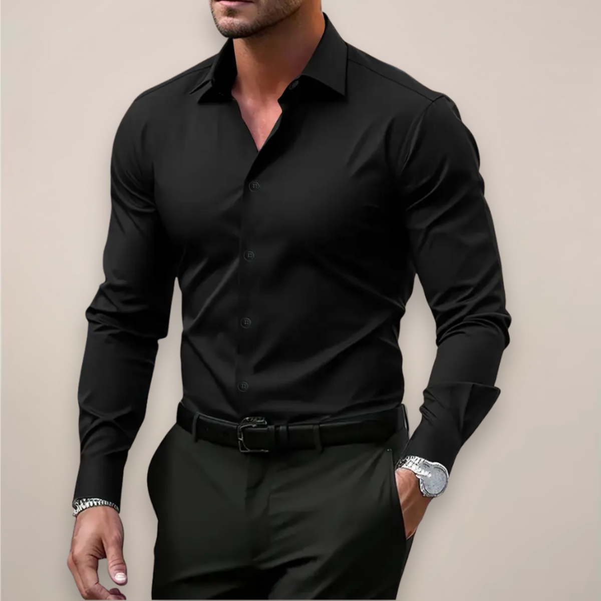 Men's Slim Fit Long Sleeve Shirt, Smart Casual Button-Up Spring Shirt for Work & Events 2