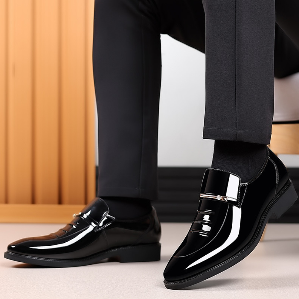Men's Slip-On Loafers, Glossy Finish Lightweight Formal Smart Casual Dress Shoes 3