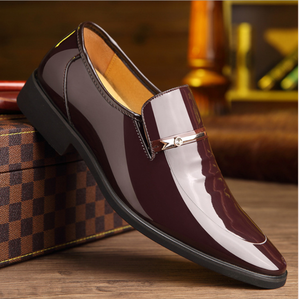 Men's Slip-On Loafers, Glossy Finish Lightweight Formal Smart Casual Dress Shoes 4